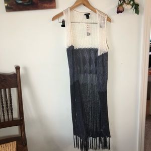 Gray and white cardigan